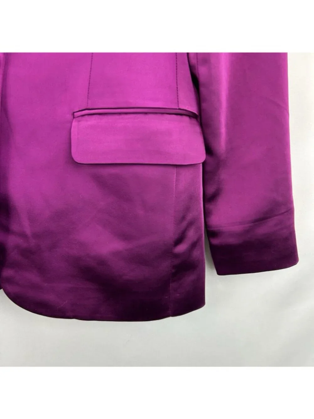 Express Women’s size XS Fuchsia Satin Blazer One Button Notch Jacket NWT$168 - Picture 15 of 15